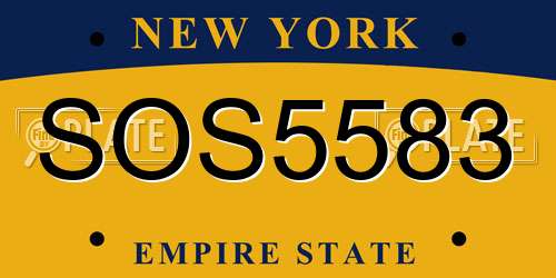 SOS5583 New York License Plate