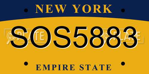 SOS5883 New York License Plate
