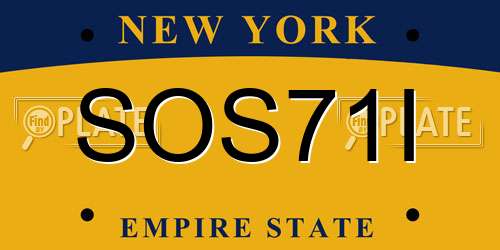 SOS71I New York License Plate