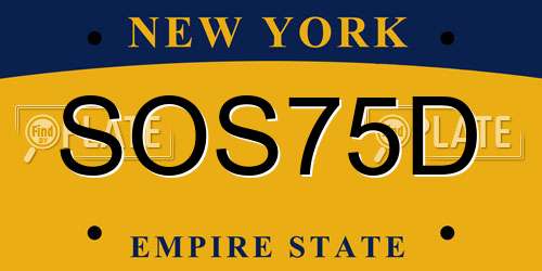 SOS75D New York License Plate