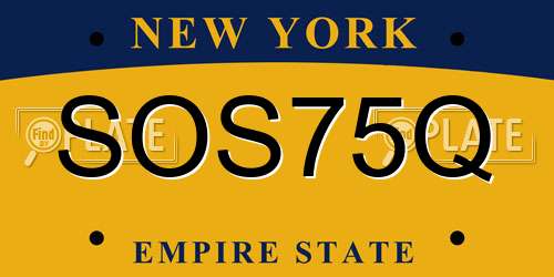 SOS75Q New York License Plate