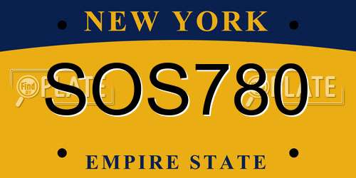 SOS780 New York License Plate