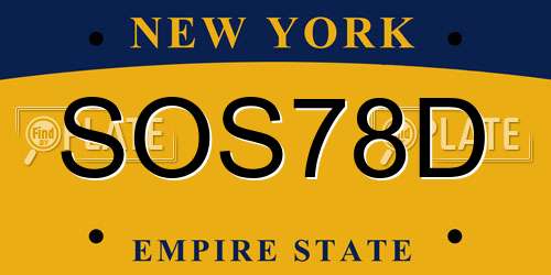 SOS78D New York License Plate