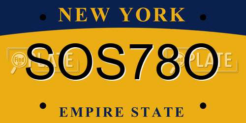SOS78O New York License Plate