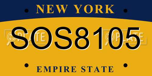SOS8105 New York License Plate