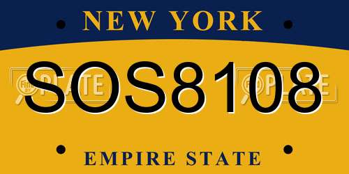 SOS8108 New York License Plate