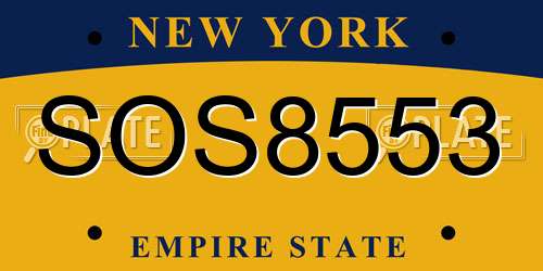 SOS8553 New York License Plate