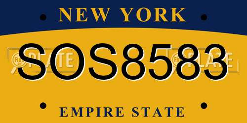 SOS8583 New York License Plate