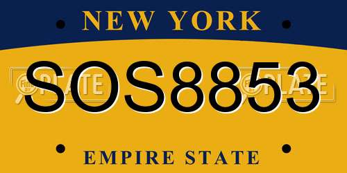 SOS8853 New York License Plate