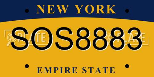 SOS8883 New York License Plate