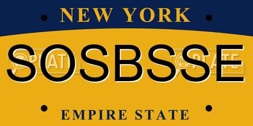 SOSBSSE New York License Plate