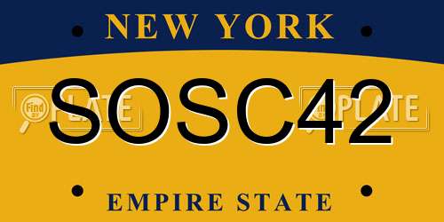SOSC42 New York License Plate