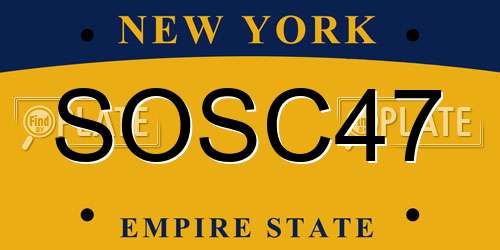 SOSC47 New York License Plate
