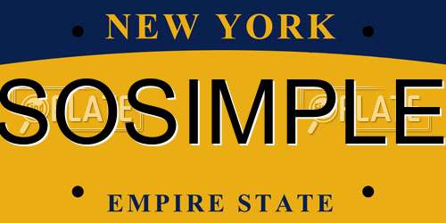 SOSIMPLE New York License Plate