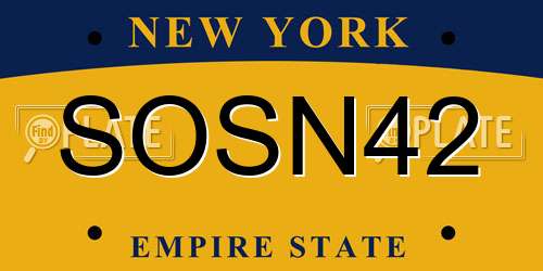 SOSN42 New York License Plate