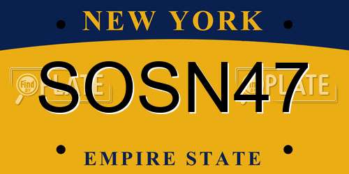 SOSN47 New York License Plate