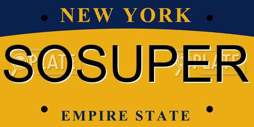 SOSUPER New York License Plate