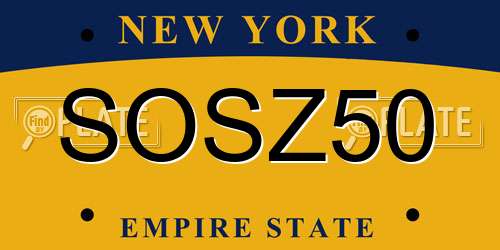 SOSZ50 New York License Plate