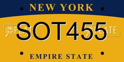 SOT455 New York License Plate