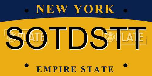 SOTDSTT New York License Plate