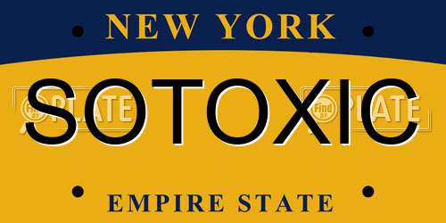 SOTOXIC New York License Plate