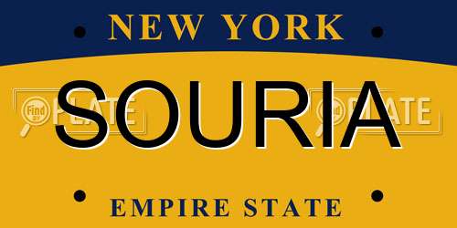 SOURIA New York License Plate