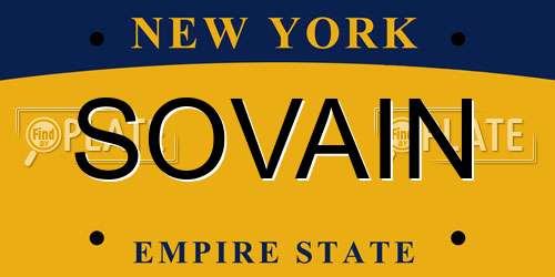 SOVAIN New York License Plate