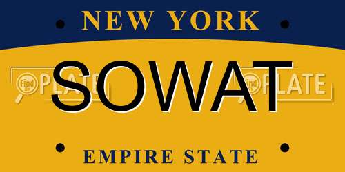 SOWAT New York License Plate