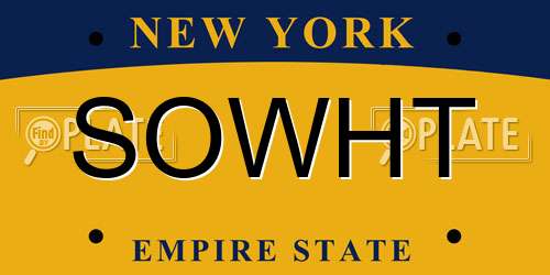 SOWHT New York License Plate