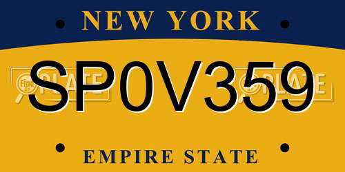 SP0V359 New York License Plate