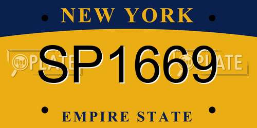 SP1669 New York License Plate