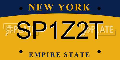 SP1Z2T New York License Plate
