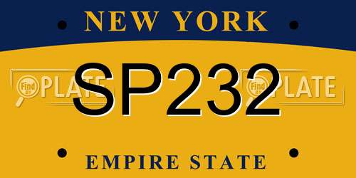 SP232 New York License Plate