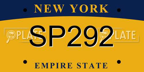 SP292 New York License Plate