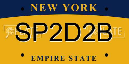 SP2D2B New York License Plate