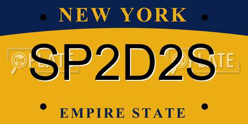 SP2D2S New York License Plate