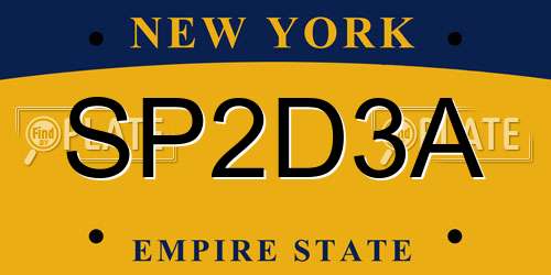 SP2D3A New York License Plate