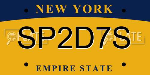 SP2D7S New York License Plate