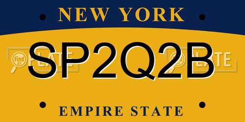 SP2Q2B New York License Plate