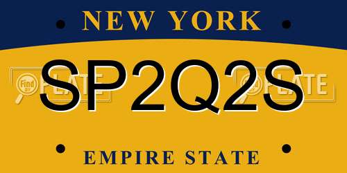 SP2Q2S New York License Plate