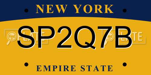 SP2Q7B New York License Plate