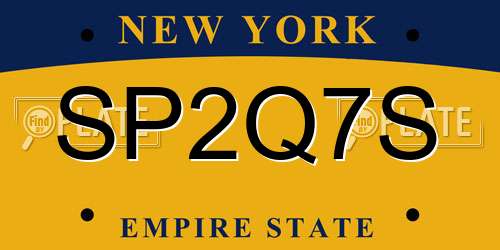 SP2Q7S New York License Plate