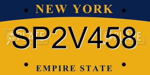 SP2V458 New York License Plate
