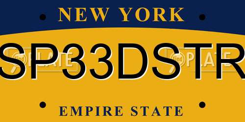 SP33DSTR New York License Plate