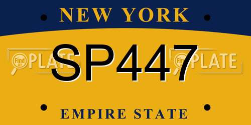 SP447 New York License Plate