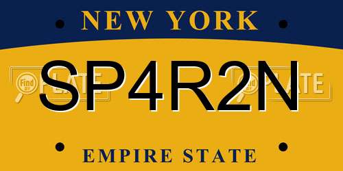 SP4R2N New York License Plate