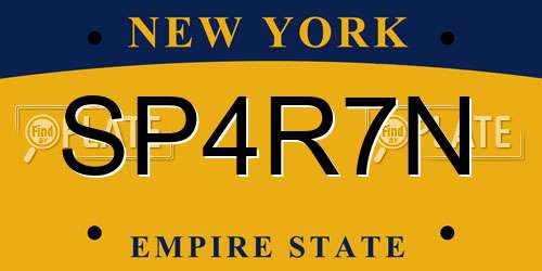 SP4R7N New York License Plate