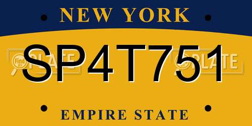 SP4T751 New York License Plate