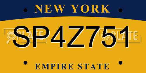 SP4Z751 New York License Plate