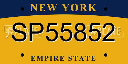 SP55852 New York License Plate